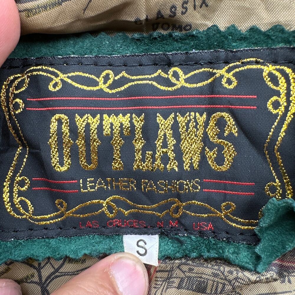 Vintage Outlaws Patchwork Leather Jacket Mens Sma… - image 3